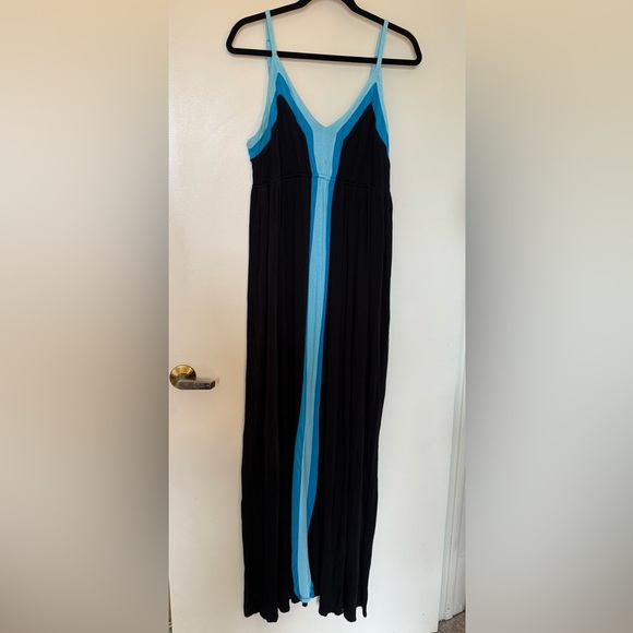 INC International Concepts Black & Blue Maxi Dress with Spaghetti Straps Size XL - Picture 2 of 8